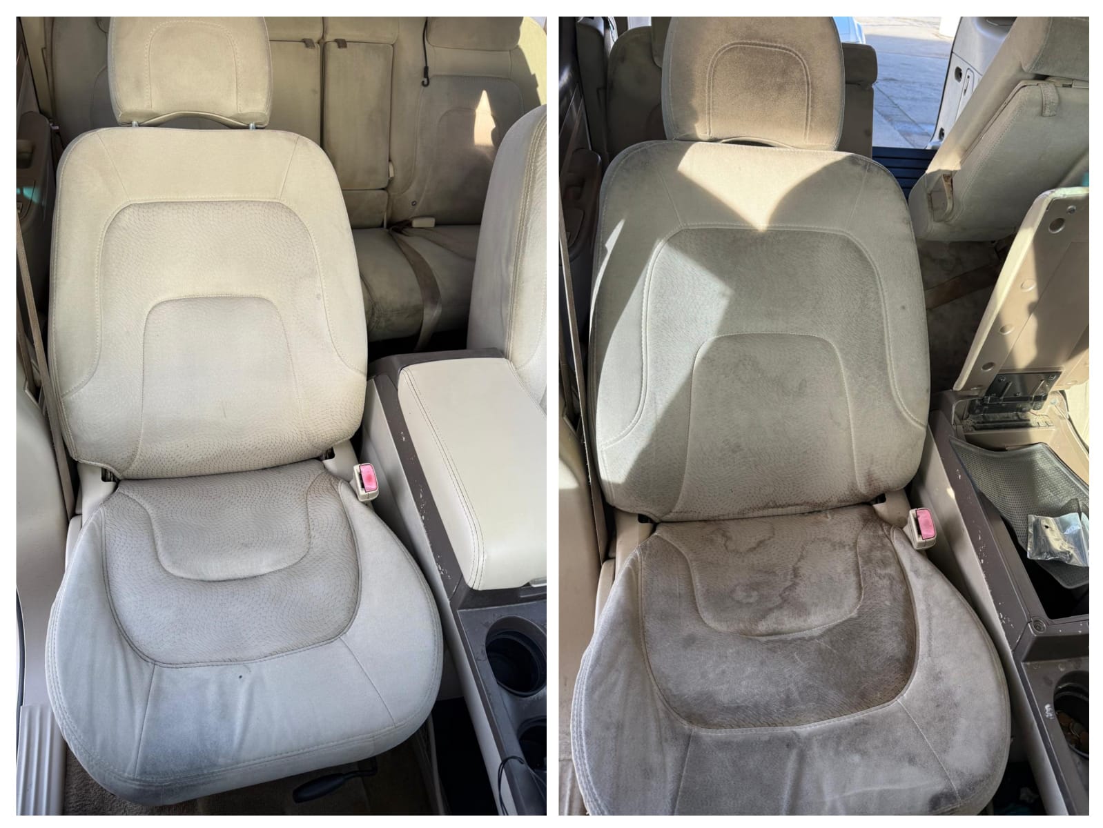 Shampoo y extracción de asiento antes y después